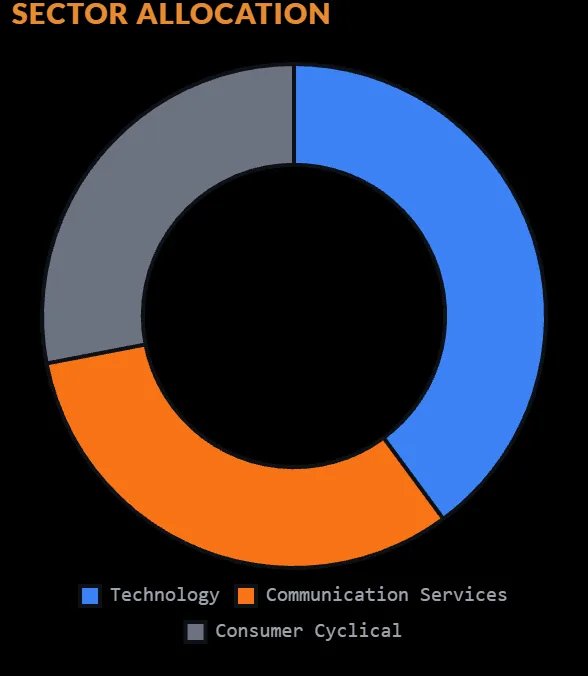 Sector allocation of the portfolio: technology, communication services and consumer cyclical